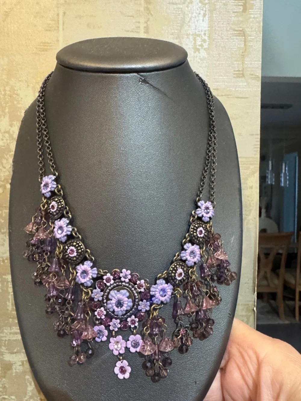 Stunning floral Bold purple floral enamel necklace set‎ from ISRAEL WOW